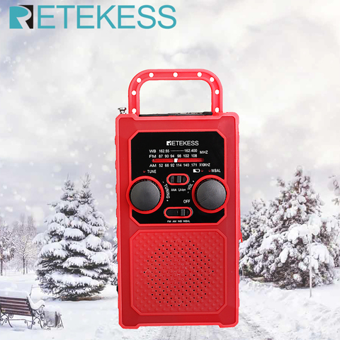 RETEKESS-Radio de emergencia portátil TR201 FM AM NOAA SOS, iluminación LED a prueba de agua, manivela manual, receptor de Radio Solar para Camping ► Foto 1/6