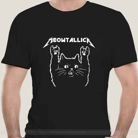 Camiseta de gato Meowtallica para hombre, camisa de música Rock, Dark brezo, S-3Xl de algodón, regalo divertido ► Foto 1/6