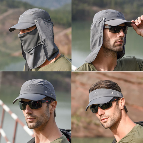 Sombrero plegable multifunción de secado rápido, impermeable, protección UV, para exteriores, béisbol, para hombre, Camping, protección de rostro Cuello, gorra para el sol ► Foto 1/1