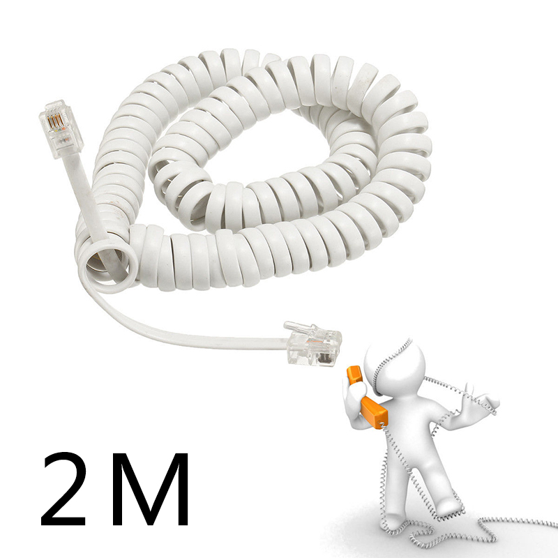 Cable de teléfono en espiral de 2M, Cable de extensión RJ10 de teléfono, Conector de clavija RJ10 ► Foto 1/6