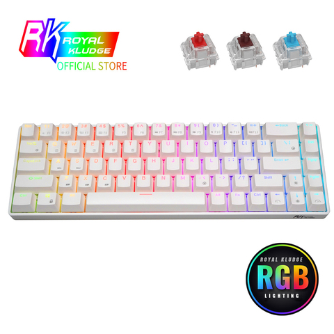 RK68 Teclado mecánico para jugar TKL 68 llaves inalámbrico Bluetooth 65% RGB azul marrón rojo interruptor PBT carbono Keycap con teclados ► Foto 1/6