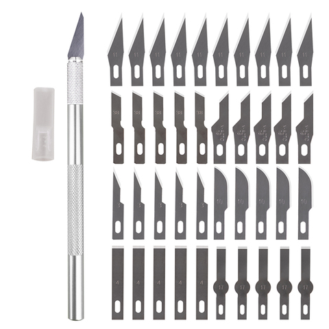 Kit de utensilios con cuchillas de Metal antideslizantes, cortador de cuchillos de grabado artesanal + 40 Uds. De cuchillas PCB para teléfono móvil, herramientas manuales de reparación DIY ► Foto 1/6