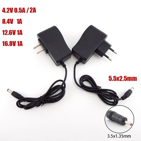 Adaptador de fuente de alimentación para batería de litio 100, enchufe de cargador de voltios, AC 240-4,2 V DC 8,4 V 12,6 V 16,8 V 8,4 V 1A 1000MA, 12,6 16,8 18650 V ► Foto 1/6