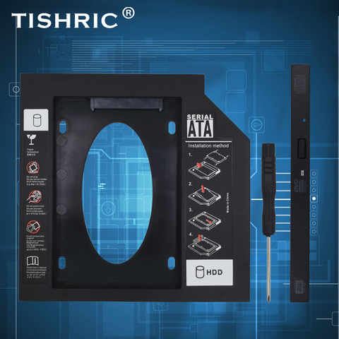 Tishric-Adaptador de disco duro Universal para ordenador portátil, carcasa de plástico Hdd Caddy 2,5mm SATA 9,5 de 3,0 pulgadas para ordenador portátil, DVD Optibay ► Foto 1/6