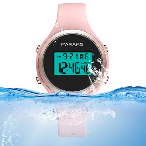 Reloj despertador luminoso con correa de silicona impermeable 5bar Digital de moda para mujer ► Foto 1/6