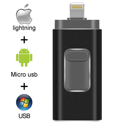 Pendrive Usb para dispositivos de almacenamiento externo, unidad Flash Usb para iPhone 6/6s/6Plus/7/7Plus/8/X, Usb/Otg/Lightning 32g 64gb ► Foto 1/6