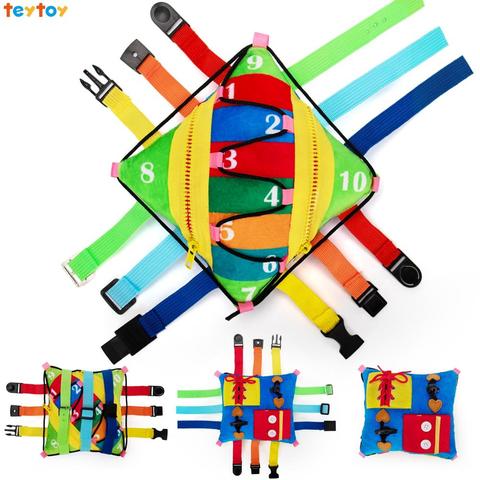 Teytoy tablero ocupado para niños pequeños-cojín con hebilla sensorial actividad de juguete, juguetes educativos de aprendizaje para niños (12 habilidades básicas) ► Foto 1/6
