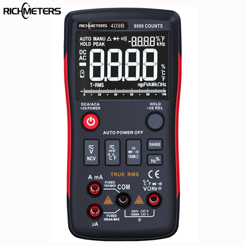 RICHMETERS RM409B multímetro Digital de verdadero botón 9999 cuenta con analógico Bar gráfico AC/tensión DC amperímetro actual ohm ► Foto 1/6