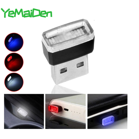 Miniluz LED USB pequeña para Interior de coche, iluminación de emergencia ambiental decorativa, accesorios portátiles, rojo, azul, blanco, púrpura ► Foto 1/6