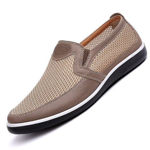 Nueva inclusión de verano de malla transpirable para hombre, zapatos planos ligeros para hombre, zapatos casuales de moda para hombre, mocasines de marca de diseñador para hombre en color Beige ► Foto 1/1