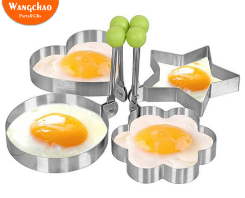 Molde moldeador de huevos de acero inoxidable, 5 Formas, para desayuno, aros de panqueque, sándwich, utensilios de cocina, utensilios para hornear ► Foto 1/6