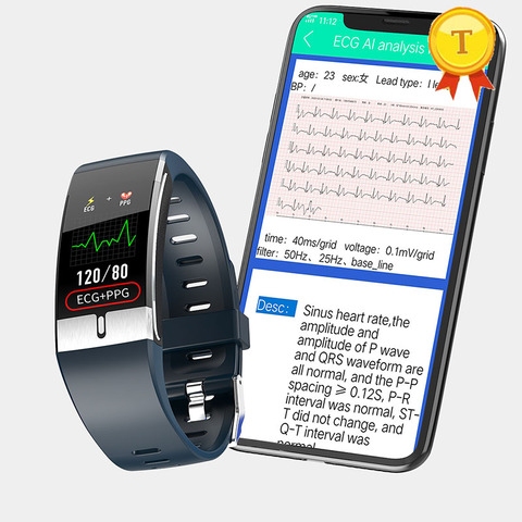 Reloj inteligente ecg impermeable, pulsera con termómetro, medición de la temperatura corporal, función de cuidado de la salud, ritmo cardíaco, bp, nuevo ► Foto 1/6