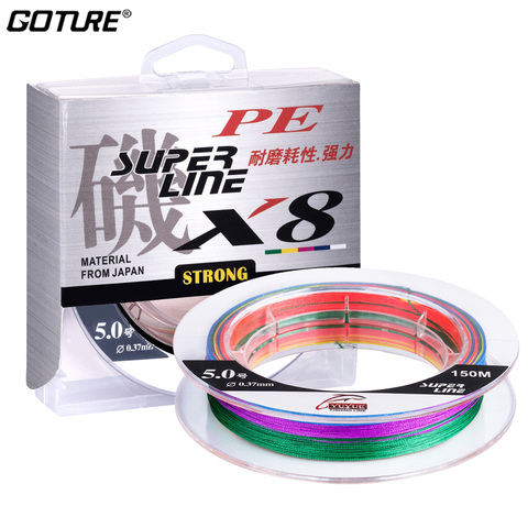 Goture-línea de pesca trenzada de 8 hebras de 150M, cable multifilamento de 29-76LB, de PE japonés para productos de pesca de carpa para aparejos de pesca ► Foto 1/6