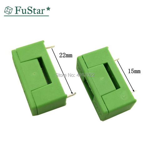 Soporte de fusible de tipo Bayoneta con cubierta, Terminal PCB de Color verde, distancia de pie de 15mm 22mm, 5x20mm, 10 Uds. BF-012 ► Foto 1/6