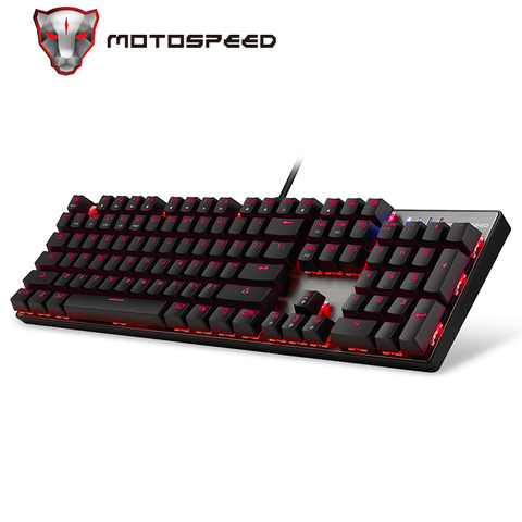 Motospeed-Teclado mecánico para videojuegos CK104, con cable de Metal, interruptor azul, ruso, inglés, rojo, retroiluminado con LED RGB, Dota 2, Overwatch ► Foto 1/6