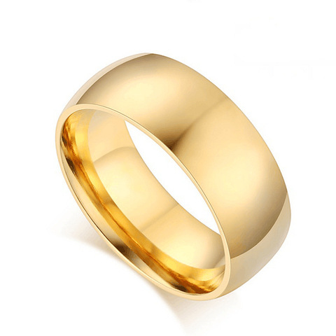 Anillo de boda básico de 8mm para hombre, joyería masculina de acero inoxidable, color dorado y plateado ► Foto 1/6