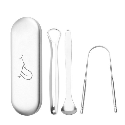 3 unids/set útil lengua espátula de acero inoxidable Oral limpiador de lengua médico cepillo de boquilla reutilizable aliento fresco fabricante ► Foto 1/6