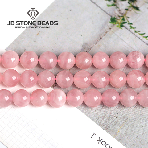 Cuentas sueltas naturales de cuarzo rosa redondo, abalorios de 6, 8, 10 y 12 MM, para fabricación de joyas ► Foto 1/4