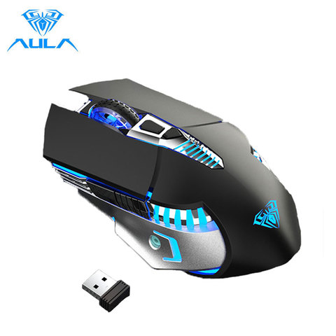 AULA-ratón inalámbrico recargable SC200, periférico con 7 botones, Bluetooth 3,0/5,0, USB, 3 modos, óptico, ergonómico, para Gamer de escritorio y portátil ► Foto 1/6