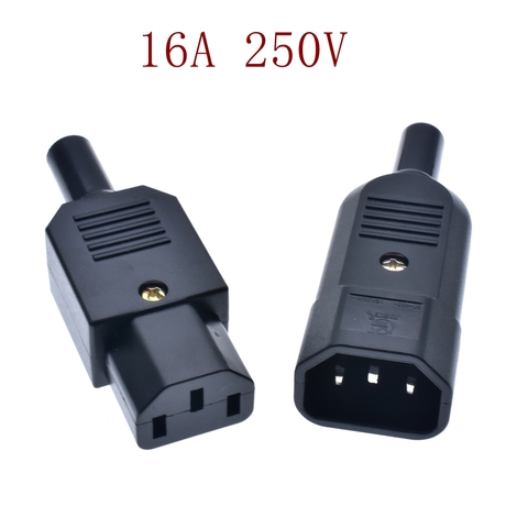 IEC zócalo recto conector de Cable enchufe C13 C14 16A. 250V negro mujer y hombre enchufe reutilizable de conector de 3 pines ► Foto 1/6