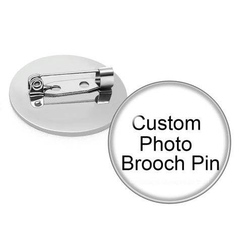 Personalizado Personalización de foto fotos broches hombres mujeres cristal Cabochon plata plateado mochila Botón de broche para solapa insignias regalo de broche ► Foto 1/6