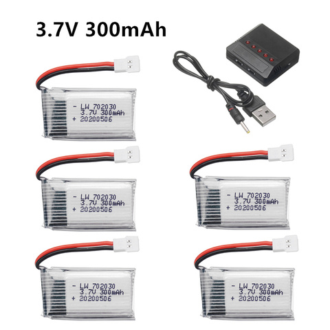 Batería Lipo de 3,7 V y 300mAH con cargador para Dron Udi U816 U830 F180 E55 FQ777 FQ17W Hubsan H107 Syma X11C FY530 RC ► Foto 1/6