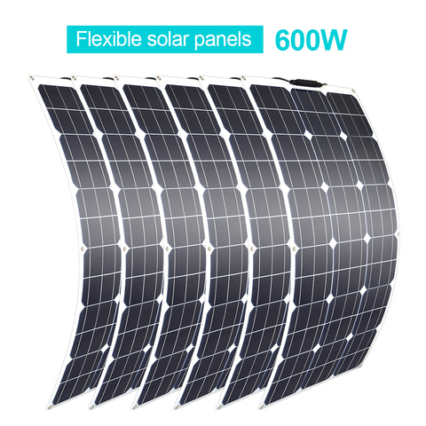 Panel Solar Flexible 100w 200w 300w 400w 500w 600w 1000w para RV barco coche 12V 12V cargador de batería 24V ► Foto 1/6