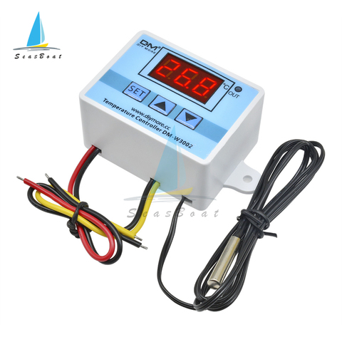 Controlador de temperatura Digital LED, interruptor de Control de termostato 10A con sonda del Sensor impermeable, XH-W3002, 220V, 24V, 12V, W3002 ► Foto 1/6