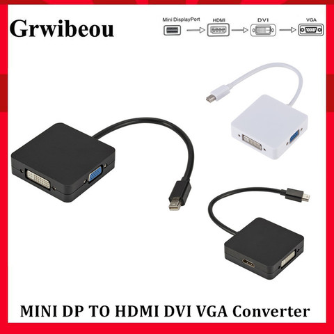 Grwibeou-convertidor 3 en 1 Mini DP a HDMI, VGA, DVI, miniadaptador de puerto de pantalla, Cable a HDMI, DVI, VGA para MacBook, Lenovo, Microsoft ► Foto 1/6