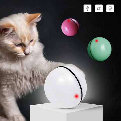 Productos para mascotas Gato perro de juguete LED luz Auto rodando Flash juguetes de carga USB inteligente Pet Bola de salto persiguiendo la pelota gato divertido ► Foto 1/6