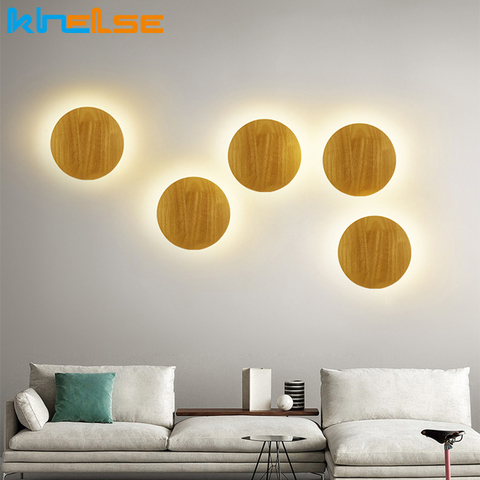 Lámpara LED nórdica de madera para pared, accesorio de lámpara para dormitorio, 8W, 12W, decorativa para interiores, luz de entrada para escaleras, AC90-260V ► Foto 1/6