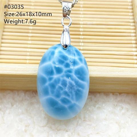 Colgante de gota de agua con forma de corazón para mujer y hombre, Gema de Larimar azul Natural de alta calidad, óvalo de amor, regalo de la suerte de Dominica AAAAAA ► Foto 1/6