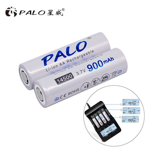 PALO 2-16 Uds 14500 900mAh 3,7 V baterías recargables de iones de litio AA pila de litio para linterna Led faros antorcha ratón ► Foto 1/6