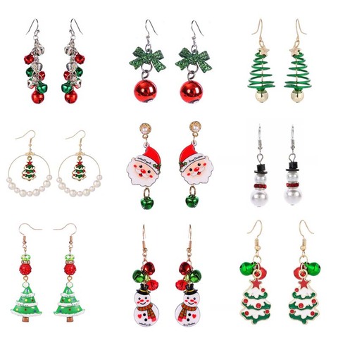 Pendientes de Navidad de Cristal para mujer, joyería de muñeco de nieve, pendiente de árbol de Navidad, accesorios creativos para fiesta, regalos para niña ► Foto 1/6