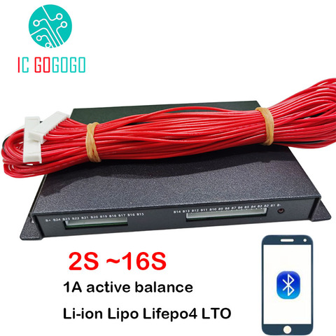 1A 2A Balance 2S ~ 16S batería de litio activo ecualizador Bluetooth APP BMS Li-Ion Lipo Lifepo4 LTO equilibrador JK 4S S 7S 8S 8S 10S 13 ► Foto 1/5