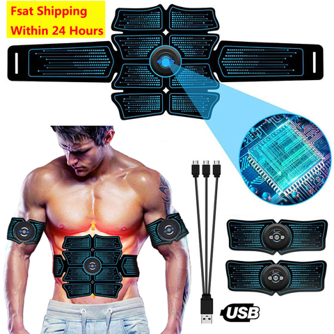 EMS Abdominal Trainer cinturón para adelgazar cuerpo ABS Estimulador muscular tóner gimnasio en casa Fitness ejercicio electroestimulación pegatinas ► Foto 1/6