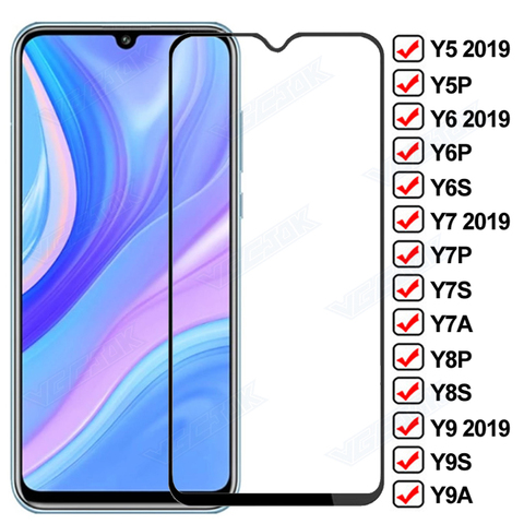 9D protectora completa de vidrio para Huawei Y5 Y6 Y7 Y9 2022 templado Protector de pantalla Y5P Y6P Y7P Y8P Y6S Y7S Y8S Y9S Y7A Y9A Glas película ► Foto 1/6