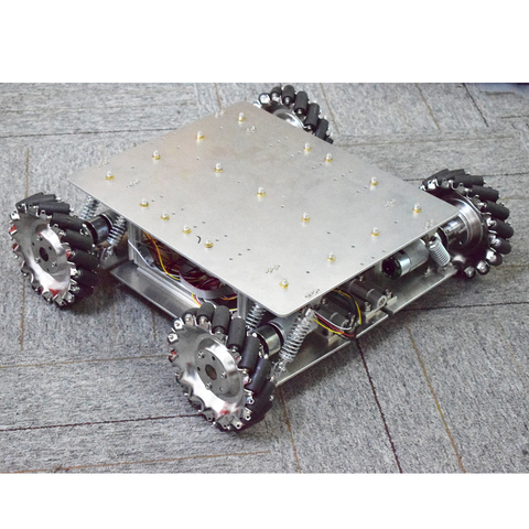 Omni Mecanum-Suspensión absorbente de carga de 40KG, rueda Robot, Chasis de coche, plataforma con 4 Uds., controlador de Motor Arduino de 24V ► Foto 1/5