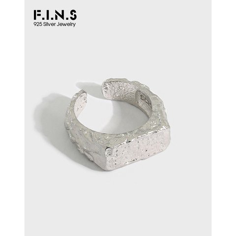 F.I.N.S korea-fashion-Anillo de Plata de Ley 925 Irregular para mujer, sortija abierta texturizada con superficie Irregular, plata 925 ► Foto 1/6