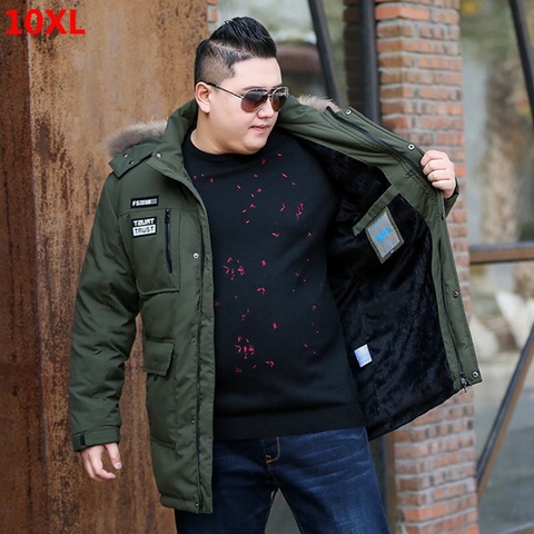 Chaqueta de terciopelo de sección larga para hombre, chaqueta de plumón de talla grande 10XL, gruesa y suelta de ante para invierno ► Foto 1/6