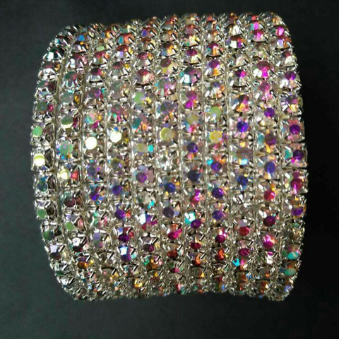 TDQUEEN-brazaletes chapados en plata para mujer, pulsera de cristal con diamantes de imitación, brazalete en espiral de varias filas ► Foto 1/6