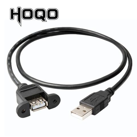 Cable de extensión USB de montaje en Panel, Conector de bloqueo con orificio de tornillo, macho A hembra, USB 2,0, 30cm, 1M, 5M, 1,5 M ► Foto 1/5