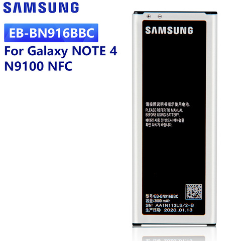 Original de SAMSUNG de la batería del teléfono EB-BN916BBC para Samsung GALAXY Nota 4 N9106W N9100 N9108V N9109V EB-BN916BBE con NFC 3000mAh ► Foto 1/6