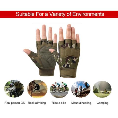 Guantes de Fitness de medio dedo, tácticas militares, guantes de combate de las fuerzas especiales para golpear Montañismo deportes al aire libre de equitación ► Foto 1/6