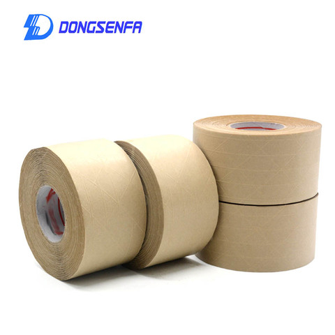 1 rollo/45M línea de fibra de Papel Kraft de agua mojada cinta adhesiva de papel Kraft reforzado cinta transmitidas por el agua sello Kraft cinta ancho 48/60mm ► Foto 1/6