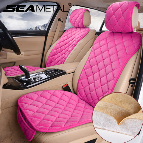 Fundas de felpa para asiento de coche Universal invierno cálido cojín almohadilla Protector cubiertas interiores de automóviles accesorios de estilismo ► Foto 1/6