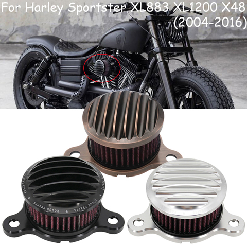 Filtro de aire negro para motocicleta Harley Sportster XL, sistema limpiador de admisión de aire para Moto rcycle Iron 883 XL1200 48 72 2004-2014 ► Foto 1/6