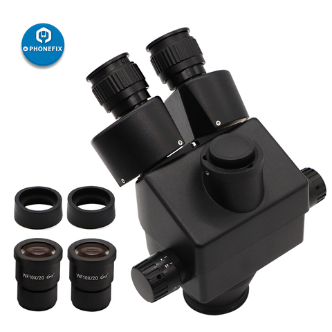 Simul-focal-microscopio Trinocular 7X-45X, inspección industrial, Zoom, estéreo, unidad principal, lente ocular WF10X 20mm ► Foto 1/6