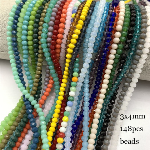 148 Uds 2x 3mm/3x 4mm/4x6mm cristal Rondel cuentas de perlas de vidrio facetado para fabricación de joyería DIY pulsera femenina pulsera collar de joyas ► Foto 1/6