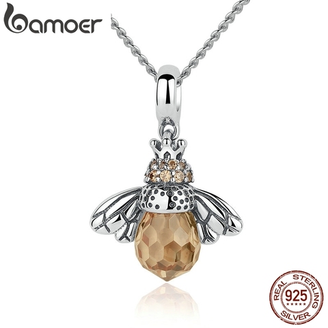 Colgante BAMOER de Plata de Ley 925 con diseño de abeja naranja para mujer CC035 ► Foto 1/5